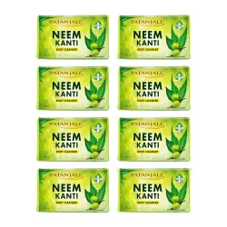 Patanjali Neem Kanti Herbal Body Cleanser Soap for Men and Women (150g, Pack of 8), Moisturizing & Deep Cleansing, Natural Neem Soap for Dry Skin