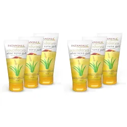Patanjali Saundarya Aloe Vera Gel Kesar Chandan, for Skin Hydration and Nourishment with Natural Aloe Vera Extract 150ml (Pack of 6)