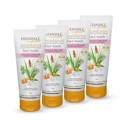 Patanjali Saundarya Face Wash, for Clean and Fresh Skin with Natural Ingredients for Daily Use 100g (Pack of 4)