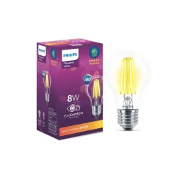 PHILIPS 8-watt E27 A60 LED Glass Filament Bulb | Decorative LED Bulb for Home Decoration | Warm White/Golden Yellow, Pack of 1