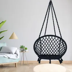 Pivalo Hanging Swing Chair Rope Hammock Cotton Jhula Balcony Living Room Indoor Outdoor 120kg Capacity Suitable for Kids and Adults (Pack of 1, Black)