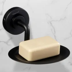 Plantex (Primax) 304 Grade Stainless Steel Soap Holder/Stylish and Durable Soap Dish for Bathroom/Single Soap Tray/Bathroom Accessories - Daizy (Black)