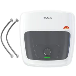 POLYCAB Superia DLX 5-Star 10 Litre Water Heater (Geyser) | Free Connecting Pipe | 7-Year Tank Warranty by POLYCAB | Anti Rust Glass Line Tank, Temperature Control Knob, Shock Resistant【White】【White】