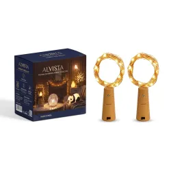 Premium Bottle Lights with Cork, Mini Copper Wire, 24 LED Battery Operated String Decorative 200cm Fairy Light DIY Festive Decor for Diwali Wedding Party Decoration - Pack of 2 (Warm White)