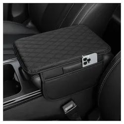 Premium PU Leather Car Armrest Cover Cushion – Padded Centre Console Pad with Dual Phone Pockets, Multi‑Color Design, Fit for SUVs & Hatchbacks – Protects Interior, Enhances Comfort, Easy Install