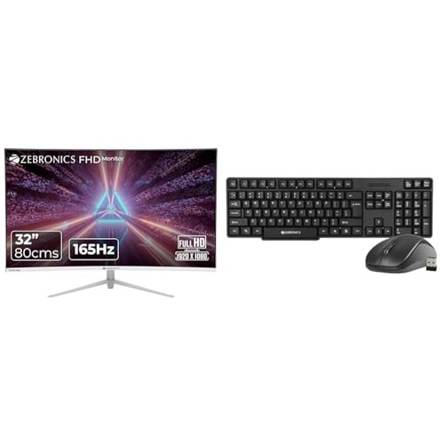 ZEBRONICS AC32FHD LED, Gaming Monitor, 32 inch (81.28cm), 300 nits, 165hz, 1800R Curved Wide Screen,