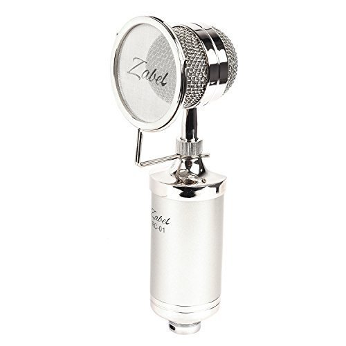 Zabel Condenser Microphone With Shock Mount And Pop Filter - Silver