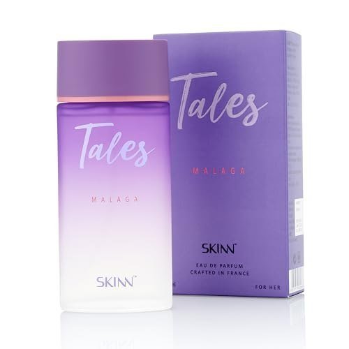 Skinn by Titan | Tales Malaga Perfume - 100 ml | for Woman | Gift for Women | Premium Fragrance | Grooming Esials | Long Lasting Smell | Fresh & Vanilla | Eau De Parfum
