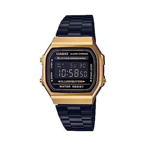 Casio Unisex Vintage A168WEGB-1BDF Black Digital Dial Black Stainless Steel Band D148