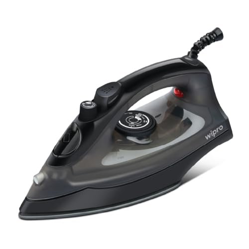 Wipro Elato GS 105 Bre 1300 Watt Steam Iron With 180 Ml Water Tank | Anit-Drip Protection | Anti Bacterial German Weilburger Dual Coated Soleplate| Vertical & Horizontal Steaming| 2 Year Warranty