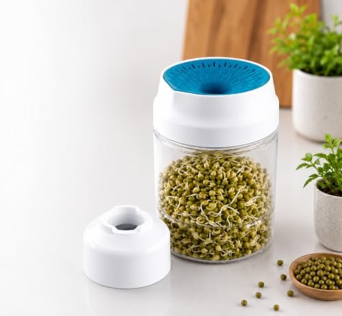 Clazkit Sprout Maker Jar, Transparent Seed Sprouter with Strainer Lid, Reusable Sprouting Container for Moong, Beans, Lentils & Seeds
