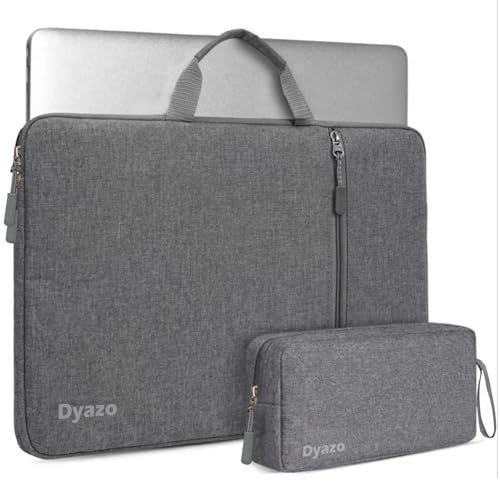 Dyazo 14 Inch Laptop Sleeve with Charger Pouch | Front Accessories Pocket with Handle Sleeve Case Cover | Compatible For MacBook, Lenovo, HP, Dell, Asus, Acer and Other Notebook (Grey)