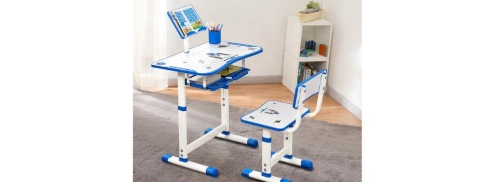 80% Off : Amazon Brand - Jam & Honey Kids Functional Desk and Chair Set | Age 3+ Years (Blue) | Iron & Wood