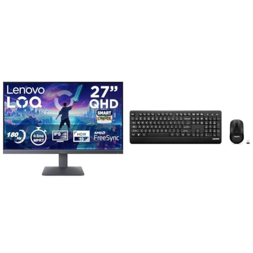 Lenovo LOQ 27Q-10 | 27" (68.5cm) QHD IPS 180Hz Gaming Monitor 210 Wireless USB Keyboard and Mouse Combo