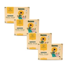 Pure Aura Handmade Baby Soap Pack of 4 (100g Each) – Doctor Recommended Baby Soap with Coconut Oil, Shea Butter & Jojoba Oil | Chemical-Free Care for Sensitive Skin