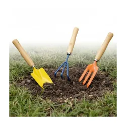 RedBuild Garden Hand Tools Set of 3 - Heavy Duty Trowel, Cultivator & Fork with Ergonomic Wooden Handles for Home Terrace Kitchen Gardening