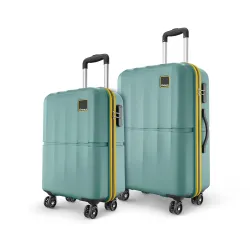 Safari Genius Theo 8 Wheels Set of 2 (Cabin + Medium) Trolley Bags, Hard Case Polycarbonate, 360 Degree Wheeling Carry-on & Check-in Luggage, Suitcase for Travel, Trolley Bags for Travel, Sage Green