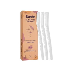 Sanfe Glide Reusable Face & Eyebrow Razor For Women | For Safe & Pain Free Facial Hair Removal - 3 pcs | Razor for Face, Eyebrows, Upper Lips, Chin, Side Locks, Forehead | For Soft Hair