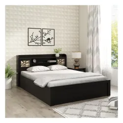 Spacewood Mayflower Queen Bed | Queen Size (78 X 60) Engineered Wood Bed with Box Storage| 3 Year Warranty | Modern Design | Vermount