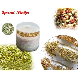 TEKCOOL Sprout Maker with 4 Compartments for Multi Purpose Use - Plastic Grocery Container Sprouted Grains Seeds Dal Channa Chole Ragi Organic Sprouting Jar (500ml,4-Layer), White