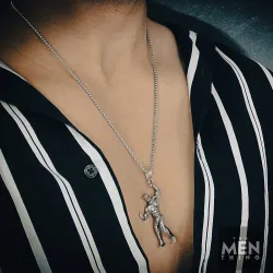 THE MEN THING Alloy Pendant with Pure Stainless Steel 24inch Round Box Chain, American trending Style - Round Box Chain & Pendant for Men & Boys