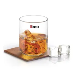 Treo by Milton Vector Crystal Clear Whiskey Glasses Set of 6 | Bar Drinking Glass Set | Premium Glass Tumbler for Bourbon, Scotch & Cocktails, Cognac, Liquor, Vodka | 350 ml, Transparent