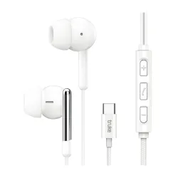 truke Bass H1 Wired Earphones w / Type-C Jack, Rich Bass, 13mm Drivers, Smart Controls Wired Headset (White, In the Ear)
