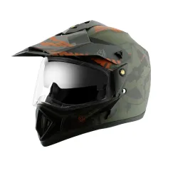 Vega Off Road D/V Secret Dull Green Black Helmet-L