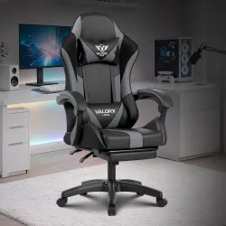 Warrior By ValorX USA Gaming & Office Ergonomic Chair | Vegan Leather | High Back 135° Recliner | Adjustable Height & Linkage Armrest | Lumbar Support | 360° Swivel | 3 Year Warranty (Grey)