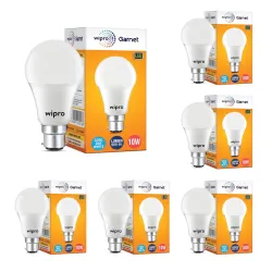 Wipro Garnet 10W B22 LED Bulb, Coolwhite (Pack of 6)