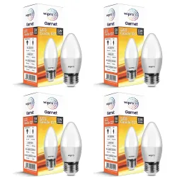 wipro Garnet 5 W E27 Base Frosted Candle LED Bulb | Warm White (2700K) | Pack of 4 | Clear optics for sparkling effect | LED Filament Bulb for Home, office, chandellior, decorative lamp shade